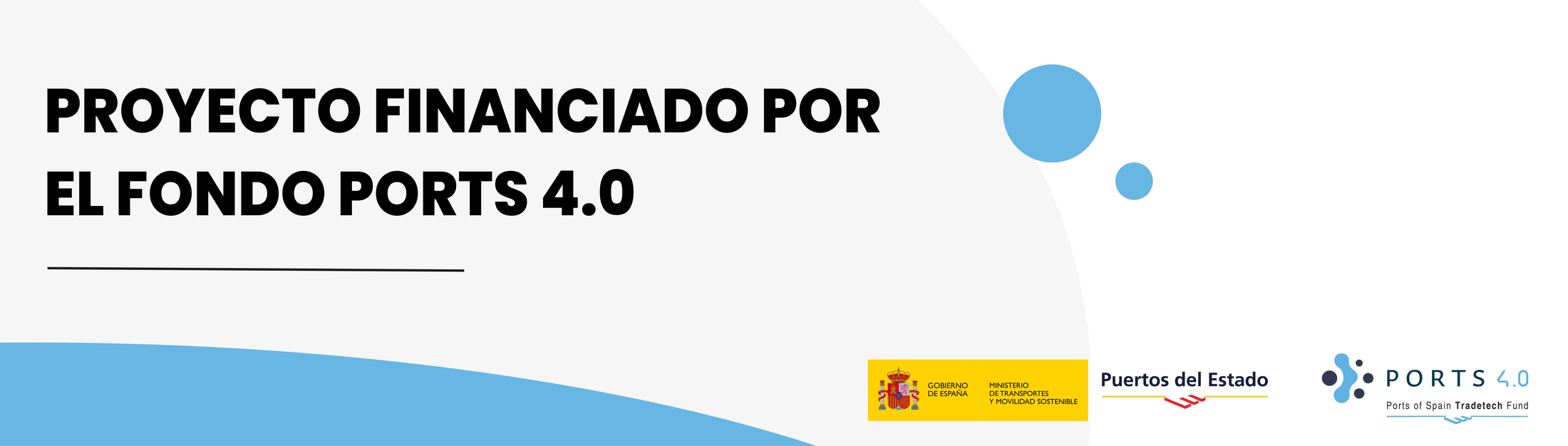 Official banner of the Ports 4.0 Fund, Puertos del Estado, Ministerio de Transportes y Movilidad Sostenible